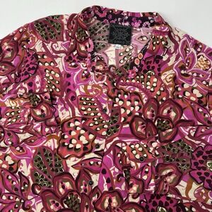 Johnny Was Dreams of‎ Vivanna Silk Shirt Large Floral Button Blouse Retro Artsy